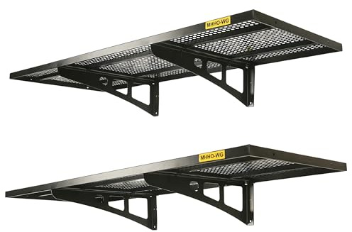 MHHO-WG Estanterías de Pared para Garaje, Juego de 2 Unidades,50 * 121CM(1.64×4 Ft), Portátiles Pesadas, Estanterías Montadas en Pared con Ganchos, Color Negro