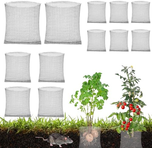 12 Piezas Protección de Raíces para Plantas, Bolsa de Malla Metálica de Acero Inoxidable, Cesta De Protección De Raíces De Plantas, Bolsa de Malla para Raices, Protección contra Raíces para Plantas