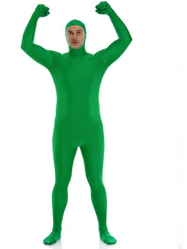 Fancysky Helkroppsdräkt för kvinnor och män, unisex, greenscreen-kostym, Slenderman-bodysuit, halloween, karneval, maskerad, kostym med ansiktsurringning,