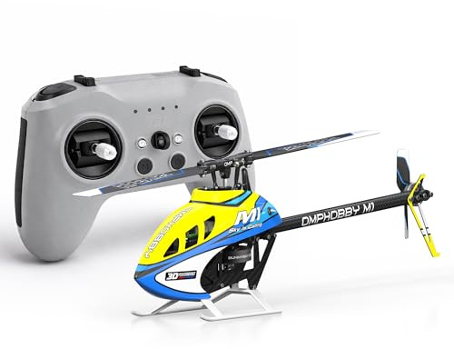 OMPHOBBY M1 V3 PRO 100 Klasse Mini 3D RC Hubschrauber Flugbereit, 6-Kanal Direktantrieb mit integriertem ELRS-Empfänger & OFS3+ Flugsteuerung, Micro Helikopter mit RadioMaster T8L Sender RTF Gelb