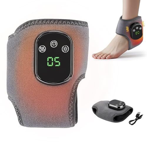 Rejuva Care Electric Foot Massager with Therapy for Neuropathy Pain Relief, Heated Foot & Relief Device Helps Improve Swollen, 3-in-1 Portable Cordless Feet Massager (Gray - 1pcs)