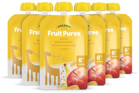 by Amazon Bolsitas de Puré de Manzana, Plátano y Avena ecológico - 6 x 90g - Previamente Mama Bear