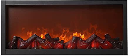 SLRMKK Chimenea eléctrica Decorada en Pared empotrada Realista Efecto de Llama dinámico 22.4x3.9x9.8in Negro