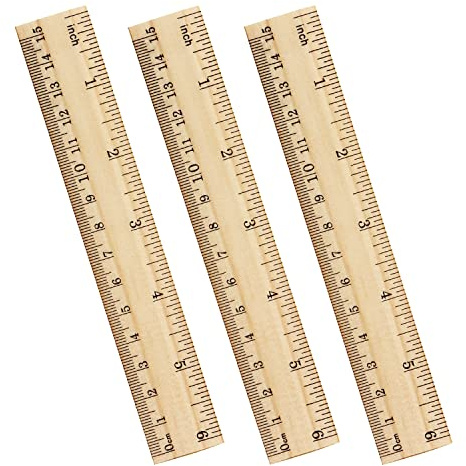 ZZTX 3 Pack Wooden Ruler 6 Inch（15 cm)