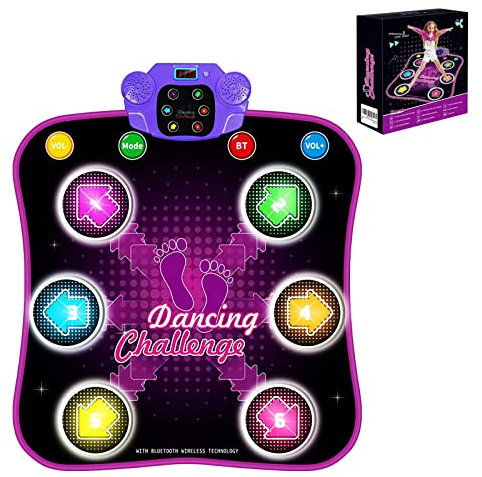 Aucrsozk Kinder Tanzmatten für 3 4 5 6 7 8+ Jahre Alt mit Bluetooth, Musik Tanzmatte mit 6 LED Lichtpfeile für Mädchen, Elektronisch Dance Mat Spielzeuge mit Anti-Rutsch Material