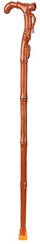 RajoNN SilteD Gehstock aus Mahagoni, Alter Mann, aus Holz, rutschfest, mit Schnitzerei, Bambusstock, Gehhilfe, 96 cm, Krücken
