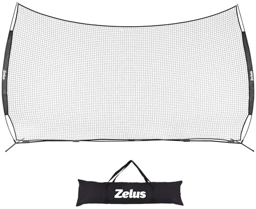 ZELUS 16x10 ft Barricade Backstop Net, Ball Sports Barrier Net, Practice Net for Baseball Softball Lacrosse Soccer and More, Mini Soccer Goal and Baseball Training Equipment for Kids and Adults, Black