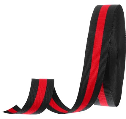 PATIKIL 1 Noir Rouge Ruban Gros-Grain Rayé, 25 Yard Ruban en Tissu Polyester à Rayures Double Face pour Emballage Cadeau, Fabrication de Nœuds, Vêtements, Décorations de Noël