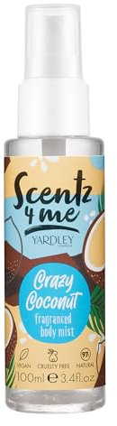 Yardley London Scentz 4 Me Crazy Coconut Body Mist, Tropical & Creamy Fragrance, Long-Lasting Body Spray, Body Mist 100ml