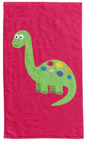 damaloo Kinderhandtuch 30x50cm mit Dino Motiv aus Baumwolle - Händetuch für Jungen – Gästehandtuch - Gesichtstuch – Rotes Handtuch - Kleiner Waschlappen 30x50 cm - Kinder Handtuch klein