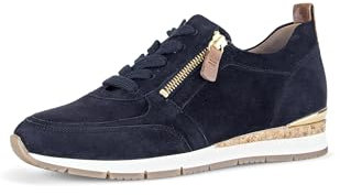 Gabor Damen Low-Top Sneaker, Frauen Halbschuhe,schnürschuhe,schnürer,straßenschuhe,Strassenschuhe,Sportschuhe,Atlantik/Camel(Gold),41 EU / 7.5 UK