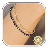 Adramata Bracelet Pierre Naturelle Femme Argent 925 Fermoir Bracelets Perles Boheme Empilables Ajustable Bracelets Or/Argent pour Cadeau Femme