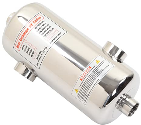 HUSHUI Scambiatore di Calore per Piscina da 40KW, Riscaldatore Solare per Piscina Spa in Acciaio Inossidabile con Limitatore Integrato per Riscaldamento Idraulico della Vasca