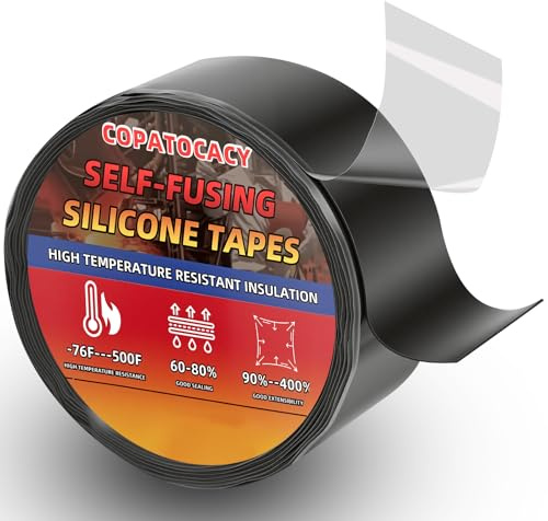 Self-Fusing Silicone Tape 1 x 5' x 20mil – Black Rubber Emergency Repair Tape – Waterproof, Heat-Resistant, Insulating, Chemical-Resistant, No Residue – for Automotive, Electrical & Outdoor Use