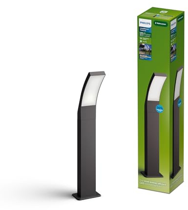PHILIPS Splay Outdoor Pedestal Light, 800 lm, 2700 K, PowerShield, IP44 Weather-Resistant, Durable, Aluminum, Long Lifetime, Built-in LED, Anthracite Gray