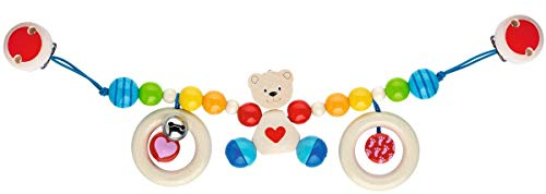 sOlini Kinderwagenkette Teddybär - farbenfrohes Spielzeug für Spazierfahrten - Babyspielzeug mit Kleiner Glocke - ab Geburt geeignet