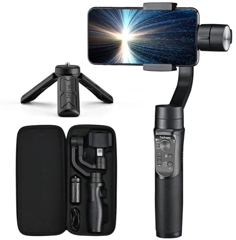 Stabilizzatore Gimbal – 3 Assi Stabilizzatore Smartphone Spruzzi d'acqua Prova con 6 Modalità Treppiedi e 3600mAh Batteria, Gimbal Smartphone iOS&Android Caricamento 280g