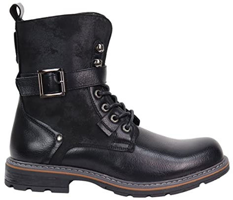TruClothing Boots Homme Bottes Noires Marron Clair Style Biker Punk Rock avec Boucle Simili Cuir Vintage
