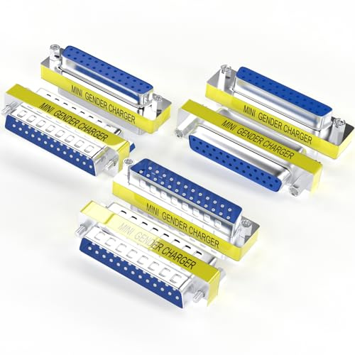 Warmstor 6-Pack DB25 25Pin Female to Female Male to Male Mini Gender Changer Coupler Adapter RS232 Serial Cable Connector
