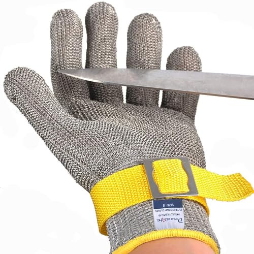 Dowellife nivå 9 skärbeständig handske matklass, rostfritt stål nät metallhandske kniv skärhandske för slaktare köttskärning, ostronshucking, köksmandolin, träsnideri och kock skivning fisk