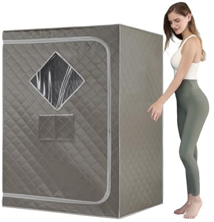 ZONEMEL Full Size Sauna Tent, Portable 1 or 2 Person Full Body Home Spa for Relaxation, Detox, Steamer not Included (L47.24 x W31.5 x H63,Dark Grey)
