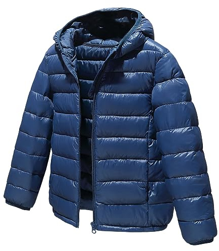 LSHDCER Doudoune Enfant Unisexe Ultra Légère Veste Fille en Duvet à Capuche Détachable Manteau Blouson Garçon Chaud pour Automne Hiver