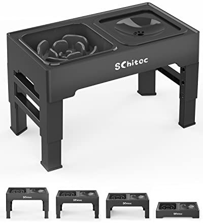 Faltbare Erhöhte Hundenäpfe, 4 Höhenverstellbar Napfständer mit Langsamer Feeder Schüssel und Schwimmender Wassernapf，Futternäpfe Wasserschale für Großen Mittelgroßen Kleinen Hunde