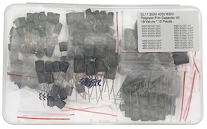19 värden x 10 stycken 250 V 400 V 630 V CL11 polyesterfilm metallfolie kondensator (induktiv) kit