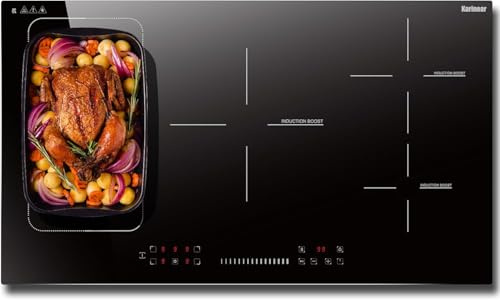 Karinear Induction Hob, 5 Zone Induction Cooker, Built-in 90cm Hob, Electric Hob with Touch Slide Control, Timer, Child Lock, Boost