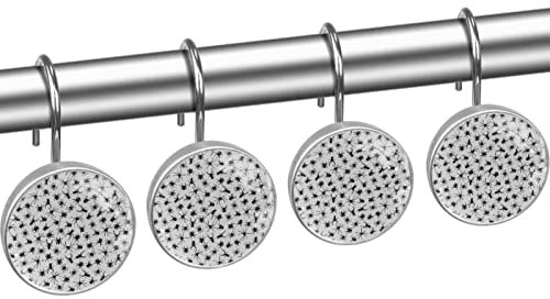 Ganci per tende da doccia, anelli per tende da doccia antiruggine per bagno, ganci decorativi per tende da doccia per aste per tende da doccia, set di 12, Animale di Halloween ragno bianco e nero
