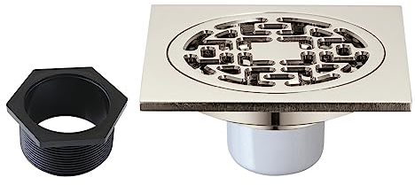 Kingston Brass BSF4272PN Watercourse 4 Square Brass Shower Drain, Polished Nickel