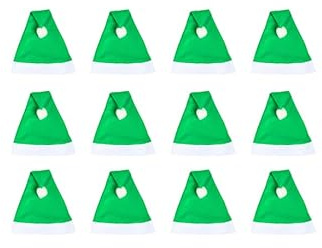 DUCAVAL - Pack 12 gorros Papá Noel colores - Accesorios Navidad (Verde)