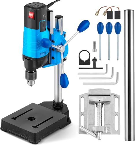 Bonvoisin Mini Benchtop Drill Press, 6 Variable Speed Drilling Machine for Craft and Home Improvement, 1200W Electric Drill Press 2800RPM Max Speed