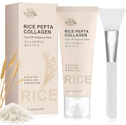 Rice Pepta Collagen Peel-Off Wrapping Mask,Collagen Maske Gesicht Overnight,Rice Kollagen Maske,Tiefe Hydratation,Improve Skin Firmness,Reduziert Mattheit für strahlende Haut,Korean Skincare
