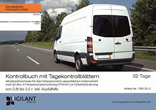 10er Pack Kontrollbuch mit 32 Tageskontrollblätter Güterverkehr (FPersV) | Premium-Qualität