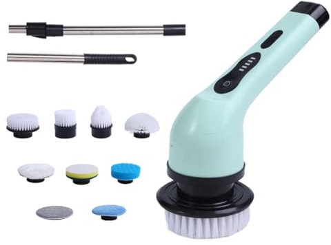 Rtauhife Brosse de Nettoyage Électrique Power Scrubber avec Kit de 9 Têtes de Brosse Remplaçables pour le Sol de la Salle de