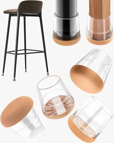 yomanta 24 Piezas Protector Patas Sillas Silicona, Antideslizante, Antiruido y Antiarrañazos, Almohadillas para Patas de Sillas - Protege Suelos de Parquet, Cerámica y Madera - Transparente S 21-25mm