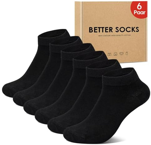 IceReco 6 Paires Chaussettes Homme 47-50 Courte Femme Coton Chaussette Homme 43-46 Lot Soquettes Sport Socket Basse Running Unisexe Sockettes Chausette Noir