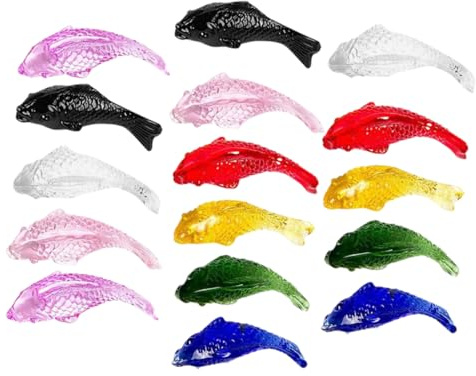 YARNOW 16Pcs Miniature Fish Figurines Crystal Animal Figures for Home Decor Colorful Koi Fish Statues for Living Office Aquarium and Dollhouse Decoration Vibrant Fish Decor