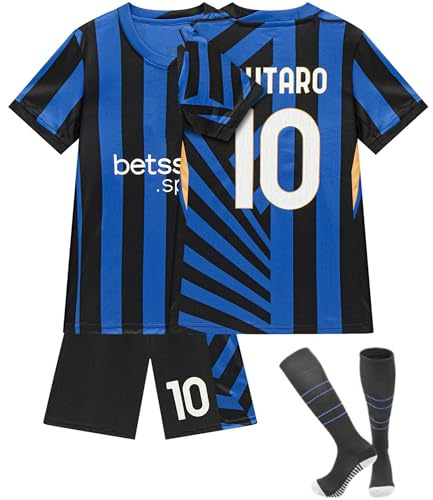 Generic Fußball Trikot Kinder Erwachsene Nr.9 Nr.10 Nr.23 Football Trikot Set Blau Weiß Fußballtrikot, Football Kit für Kids und Erwachsene, Atmungsaktive Fußballtrikots für Jungen