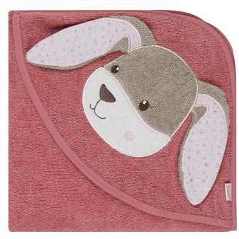 Sterntaler Kapuzenbadetuch Hase Hanni – Babyhandtuch mit Kapuze aus 100% Baumwolle, saugfähig & weich – Kapuzenhandtuch mit süßen 3D-Ohren – Mädchen Badetuch perlrosa, 100 x 100 cm