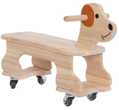 Fenteer Caballo balancín de Madera para niños pequeños con Capacidad de 50 kg y Ruedas deslizantes