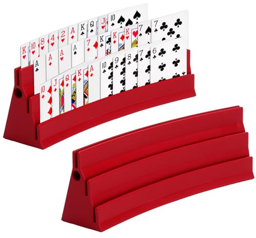 2 porta carte da gioco in plastica da appoggiare Porta carte con strisce in feltro per carte da gioco Supporto per carte da gioco per anziani e bambini Porta carte di credito Set da 2