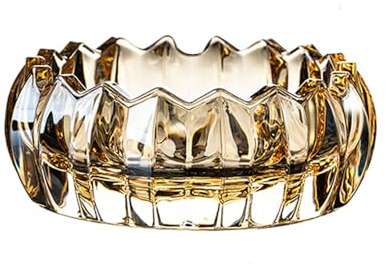 Puremagics Único cuenco decorativo de cristal redondo dorado con forma de flor de loto, para el hogar, la oficina, la mesa, 13 cm (dorado)
