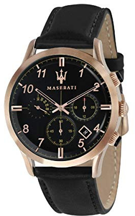 Maserati Orologio da uomo, Collezione Ricordo, movimento al quarzo, cronografo, in acciaio, PVD oro rosa e cuoio - R8871625004