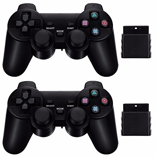 2 X Manette sans fil pour Sony Playstation 2, PS2, PSTwo - 2.4 Gz - Portée 10 m – Straße Game
