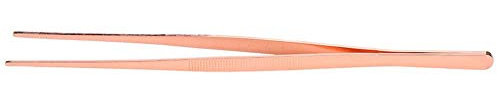 Pinzette da in acciaio inossidabile Pinze per alimenti lunghi Pinzette da diritte con punta dentellata per uso domestico(Oro rosa)