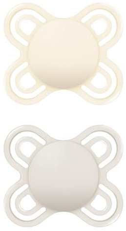 MAM Perfect Start S188 — Ultraweicher SkinSoftTM Silikonschnuller, extra dünn und flexibel, für Babys von 0 bis 2 Monaten, neutral (2 Stück), mit selbststerilisierbarer Box, Design kann variieren