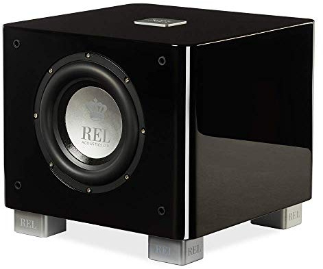 REL T/7x, subwoofer da 8 con design sigillato, nero lucido - bassi potenti per home theater HiFi e sistemi stereo.