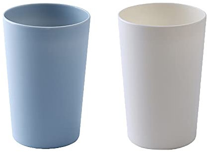 RabyLeo Tazza semplice per bere, tazza di plastica per uso domestico, portaspazzolino per coppie, grande capacità 300 ml (blu e bianco)